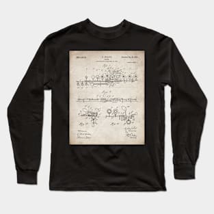 Flute Patent - Musician Art - Antique Long Sleeve T-Shirt